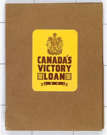 DESIGNER UNKNOWN. CANADAS VICTORY LOAN. Salesmans Manual with loose pamphlets. 1941. 12x9 inches, 31x24 cm.